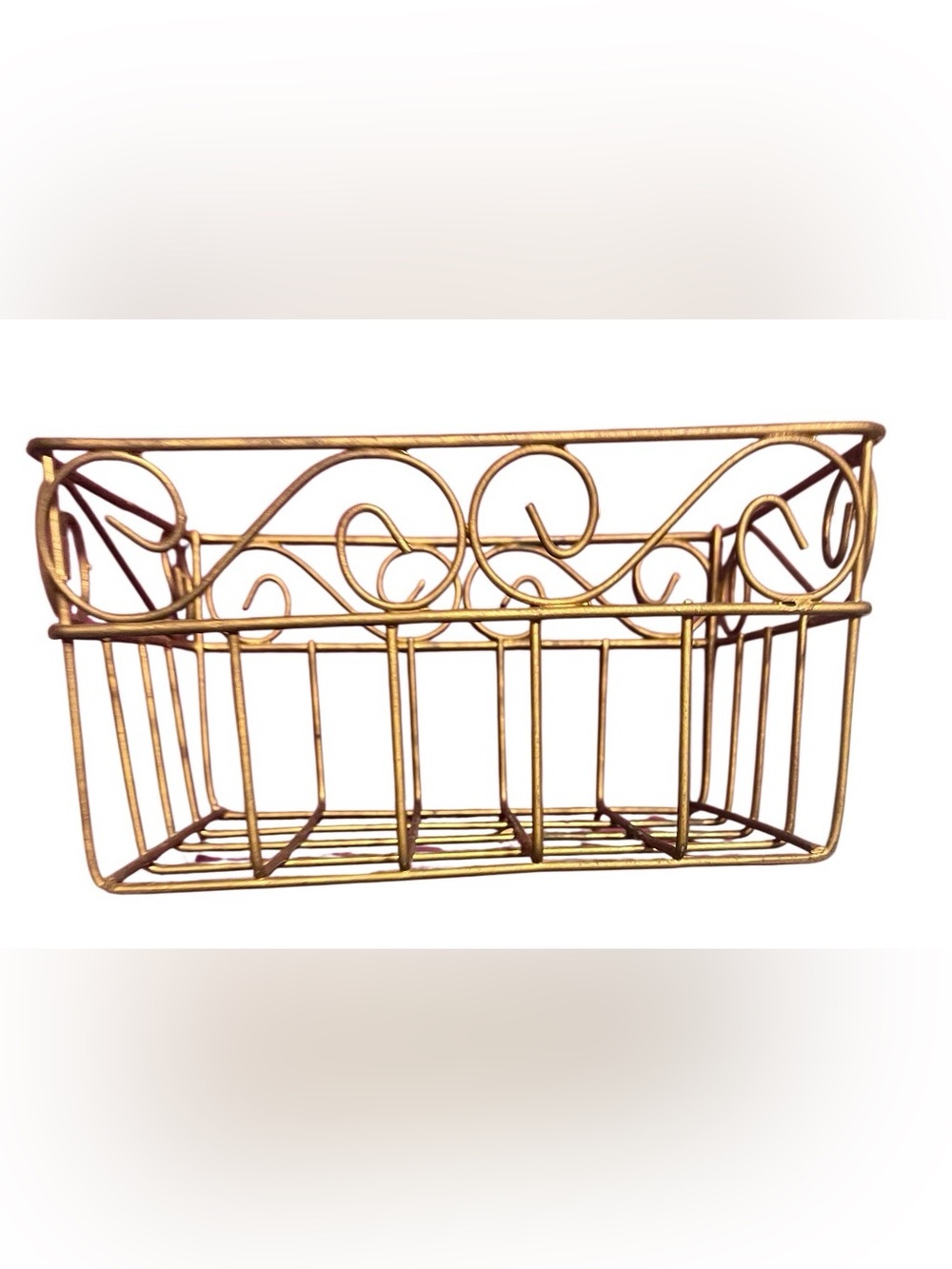Gold Wire Storage Basket, Metal Gold Storage Basket and Greenery Brand New - Picture 9 of 9